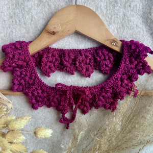 Kołnierzyk na szydełku bordo