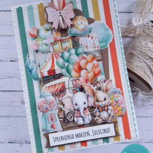 Kolorowa kartka urodzinowa dla dziewczynki, personalizacja