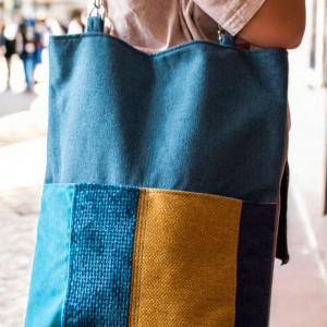 Kolorowa patchworkowa torba na ramię z kieszeniami