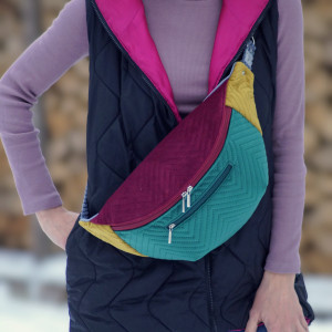 kolorowa welurowa damska nerka XXL