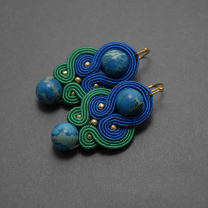 kolorowe kolczyki lub klipsy sutasz z jaspisami lazurowymi