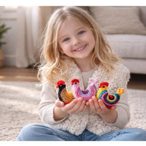 Kolorowe kurki/ ozdoby świąteczne/ Kurki wielkanocne/Szydełkowe