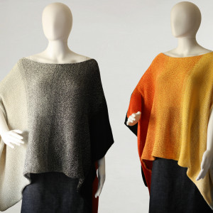 Kolorowe poncho wykonane z bawełny i akrylu