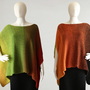 Kolorowe poncho wykonane z bawełny i akrylu, gotowe do wysyłki