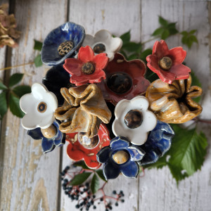 Kolorowy bukiet kwiatów, MAKI CHABRY i inne