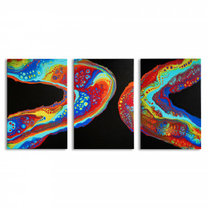 Kolorowy obraz świecący w UV "Fluid life"- 3 x 40x60 cm