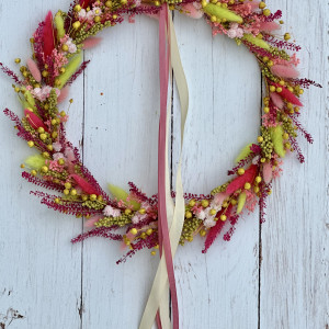 Kolorowy wianek z naturalnych, suszonych roślin, niepowtarzalny