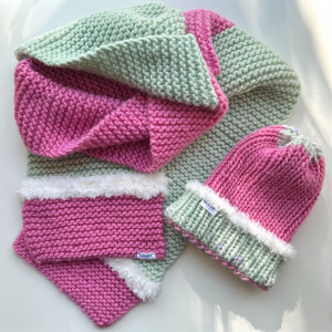 Kolorowy zestaw Candy czapka szalik miękka i ciepła wełna handmade