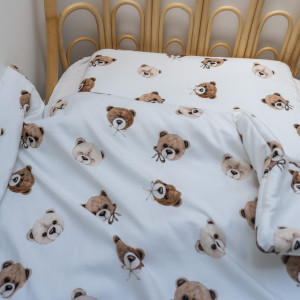 Komplet bambusowy do łóżeczka pościel misie główki