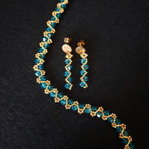 Komplet Biżuterii „Blue Zircon” - Bransoletka i Kolczyki