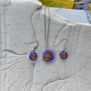 Komplet biżuterii - fioletowe łezki