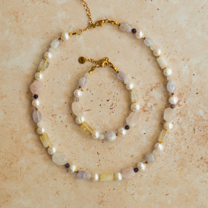 Komplet biżuterii KAJA perły, nieregularne kamienie