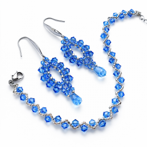 Komplet Biżuterii „Sapphire Clarity” z Kryształów Preciosa