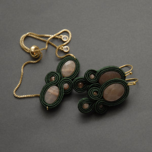 komplet biżuterii sutasz z kamieniami słonecznymi - zielony