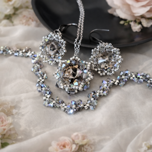 Komplet "Black Diamond Maxima" - Kolczyki, Naszyjnik i Bransoletka