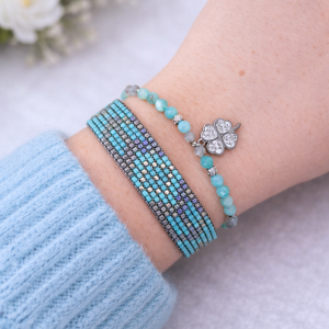 Komplet bransoletek „Azure Mist” - Amazonit i Labradoryt