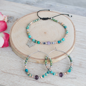 Komplet bransoletka i kolczyki w Turkusie