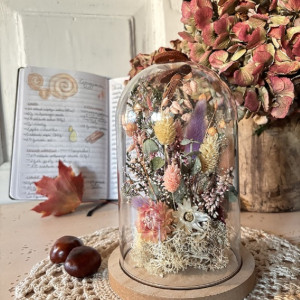 Kopułka klosz dekoracja suszone kwiaty prezent