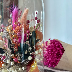 Kopułka szklana dekoracja suszone kwiaty