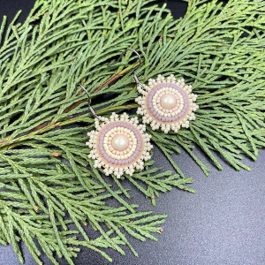 Koralikowe kolczyki koła pastelowe #1043