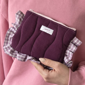 Kosmetyczka w kratkę fioletowa fala