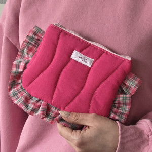 Kosmetyczka w kratkę fuksja fala