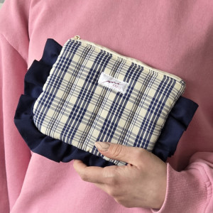 Kosmetyczka w kratkę granatowa