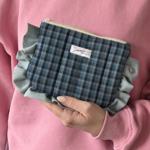 Kosmetyczka w kratkę morska