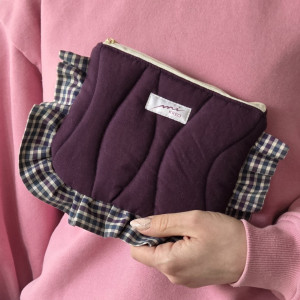 Kosmetyczka w kratkę śliwkowa fala