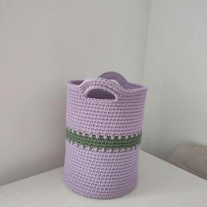 Kosz szydełkowy ze sznurka bawełnianego 30cmx40cm