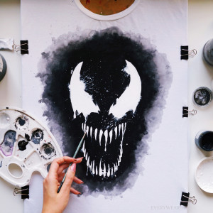 Koszulka ręcznie malowana męska Venom