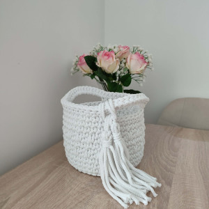 Koszyk okrągły szydełkowy ze sznurka 17cmx15cm