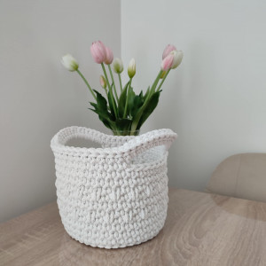 Koszyk szydełkowy okrągły ze sznurka 17cmx15cm