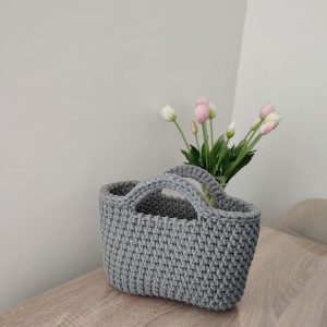 Koszyk - torba do ręki szydełkowa ze sznurka 25cmx20cm