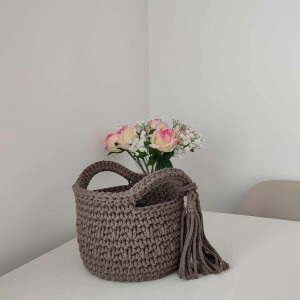 Koszyk ze sznurka okrągły szydełkowy 20cmx15cm