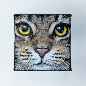Kot - kwadratowy obraz 10x10cm, akryl