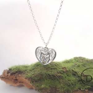 Kot w sercu z sierścią (srebro 925)