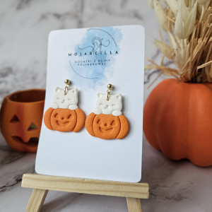 Kotki z dynią kolczyki