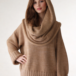 Krótki beżowy pulower z oddzielnym otulaczem