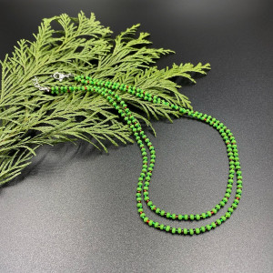 Krótki podwójny koralikowy naszyjnik zielony #1072