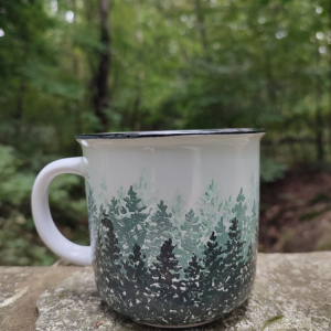 Kubek ceramiczny ręcznie malowany las