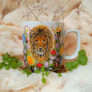 Kubek mini lwa łąkowego ręcznie malowany kubek 270 ml.