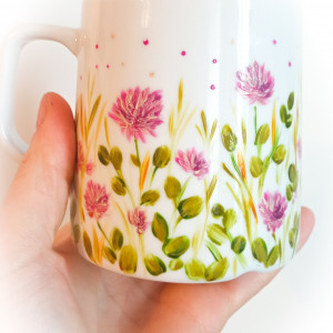 Kubek ręcznie malowany koniczynki