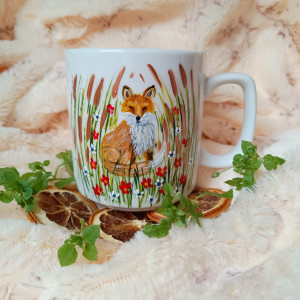 Kubek z liskiem ręcznie malowany 270 ml.