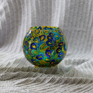 Kula szklana ręcznie malowana - Pawie Oko