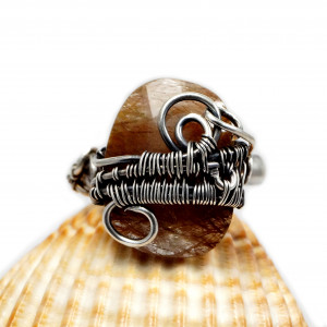 Kwarc z rutylem srebrny pierścionek regulowany.