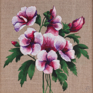 Kwiat hibiskusa malowany na płótnie + ramka