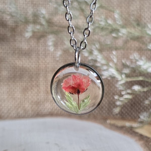 Kwiatowa łąka srebrna zawieszka gipsówka pomarańczowa