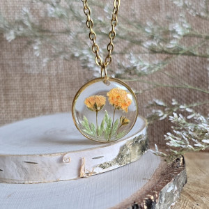 Kwiatowa łąka złota zawieszka wisior żółte kwiaty