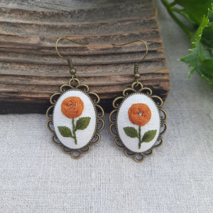 Kwiatowe kolczyki - pomarańczowe